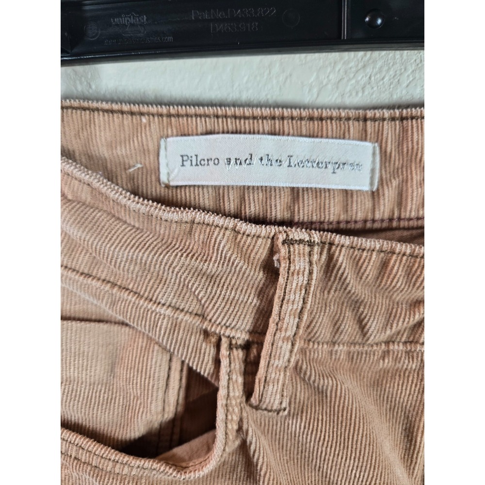 Pilcro and the Letterpress Anthropologie Script Corduroy Pants Jean Tan Size 27 - Picture 3 of 5